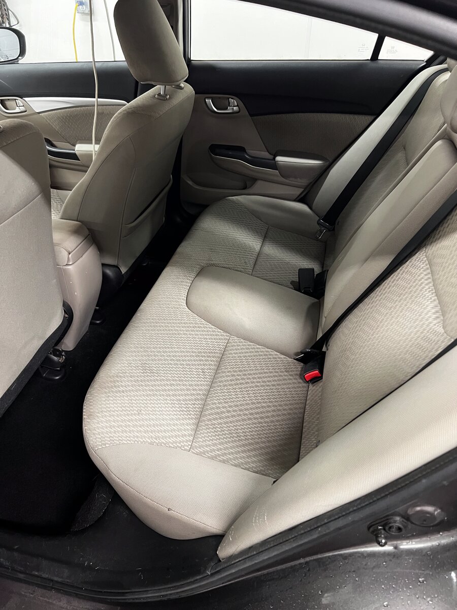 Honda Civic rear seats after interior detailing - clean fabric